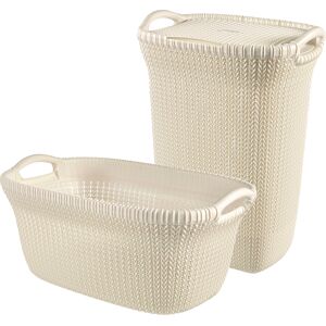 Curver Wäschekorb »Knit«, (Set, 2 St.), und Wäschesammler creme creme