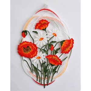 Stickereien Plauen Fensterbild »Mohnblumen«, mit echter Plauener Spitze... rot Größe B/L: 22 cm x 31 cm