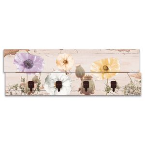Artland Garderobenleiste »Mohnblumen auf hölzernem Untergrund«, teilmontiert naturfarben Größe