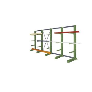 eurokraft pro Kragarm-Komplettregal, Ständerhöhe 2700 mm, einseitig, Länge 3100 mm, Tiefe 500 mm, einseitig, grün