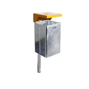 kaiserkraft Abfallbehälter für außen, feuerverzinkt, Volumen 40 l, BxHxT 310 x 600 x 360 mm, Haube orange