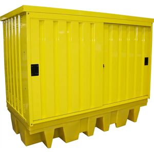 kaiserkraft Stahl- / PE-Gefahrstoffdepot, für 2 x 1000-l-IBC / KTC, Volumen 1140 l, HxBxT 2110 x 2625 x 1430 mm