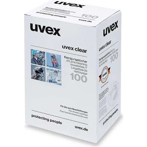 Uvex Feuchtreinigungstücher 9963000, Inhalt pro Box 100 Tücher, für Sichtscheiben