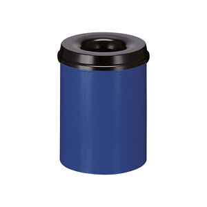 kaiserkraft Sicherheits-Papierkorb, Stahl, selbstlöschend, Volumen 15 l, HxØ 360 x 255 mm, Korpus blau / Löschkopf schwarz