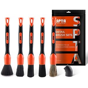 SPTA Detaillierungsbürsten Set, Auto Detail Brush 5 Verschiedene Größen Premium-Naturhaar-Mischfaser-Kunststoffgriff Auto-Detailbürsten zum Reinigen von Rädern, Motor, Innenraum, Lüftungsschlitzen -BRFCD16