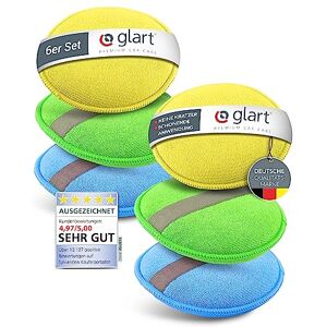 Glart Mikrofaser Polierschwamm Auto 6er Set Premium Applikator Pads für Wachse, Polituren, Lackreiniger & Lackversiegelung 130x25 mm Handpolierschwamm Auto Kratzfreie & schonende Anwendung