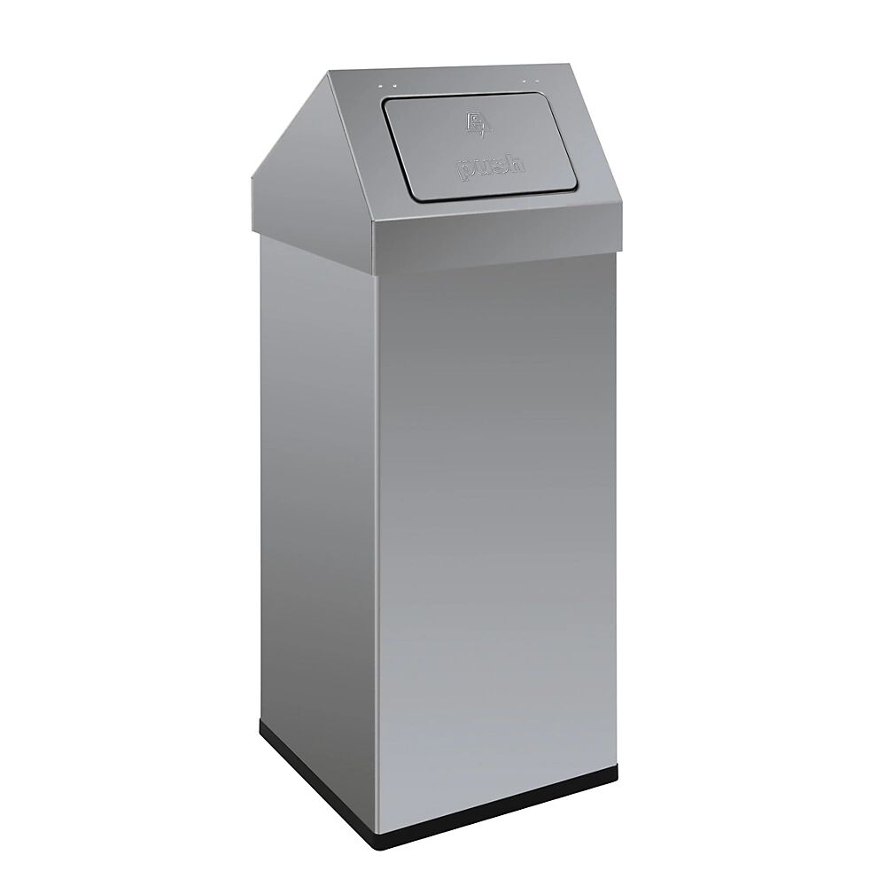 Abfallbehälter mit Push-Deckel Volumen 110 l, BxHxT 390 x 1000 x 390 mm Edelstahl