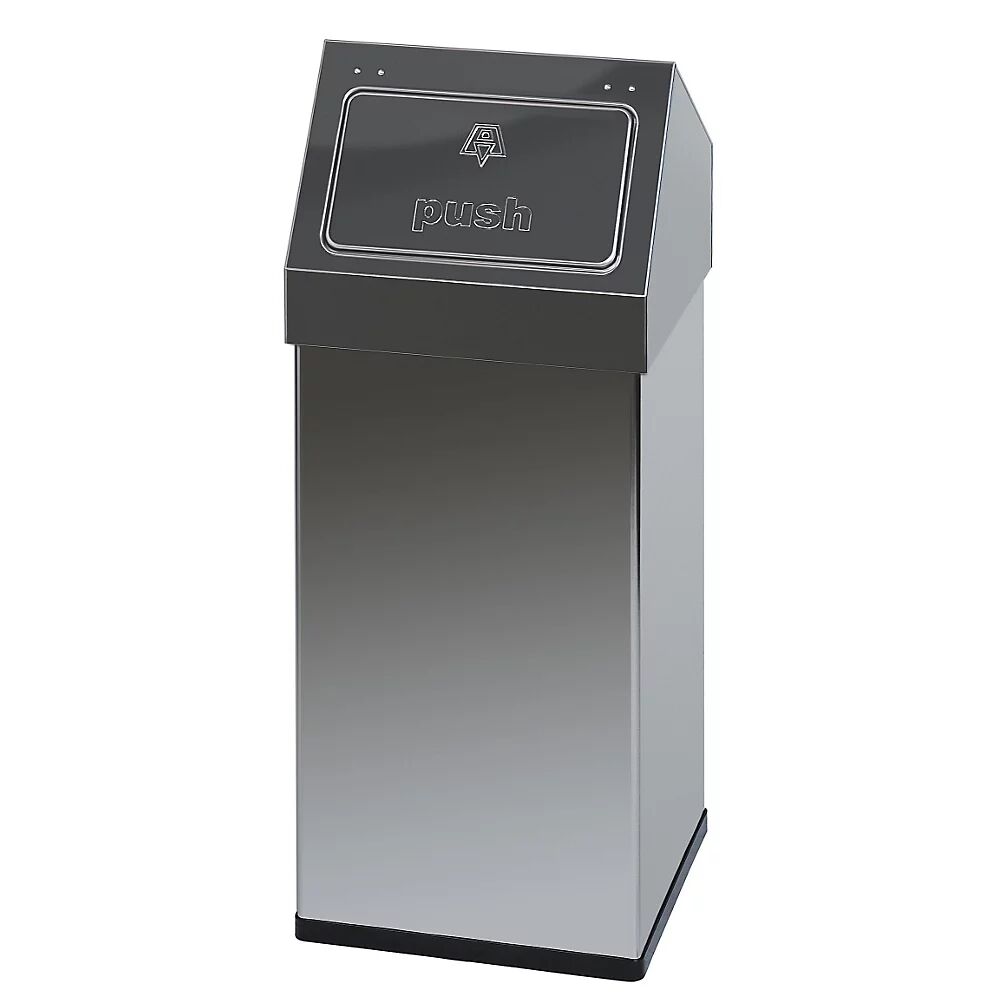 Abfallbehälter mit Push-Deckel Volumen 55 l, BxHxT 300 x 770 x 300 mm Edelstahl