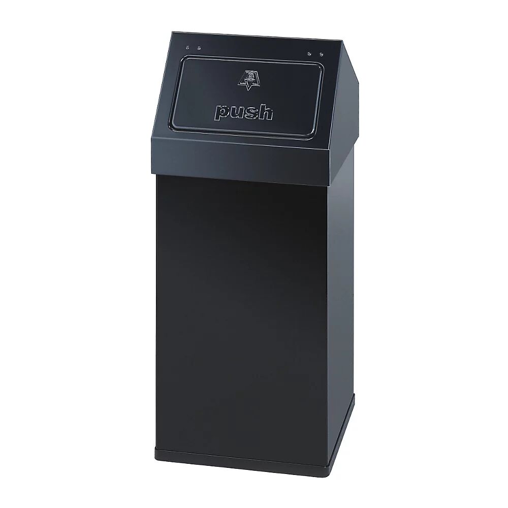 Abfallbehälter mit Push-Deckel Volumen 55 l, BxHxT 300 x 770 x 300 mm schwarz