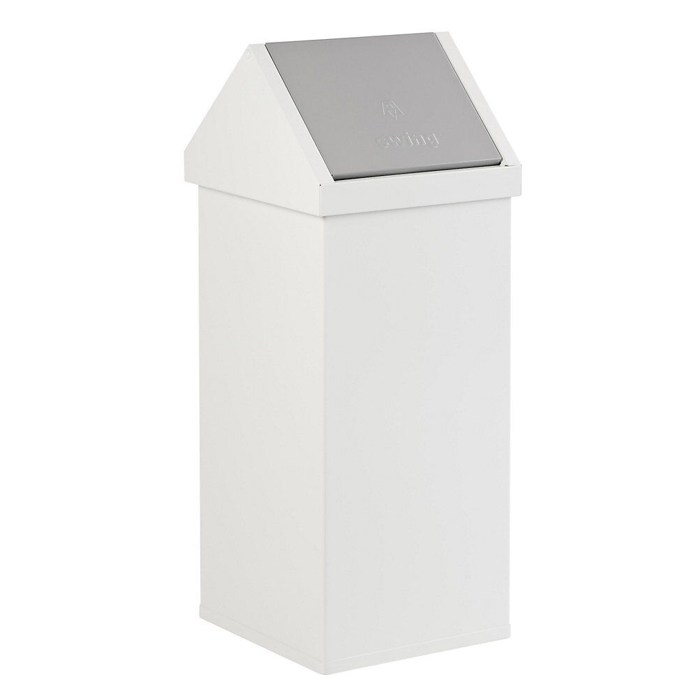 Abfallbehälter mit Schwingdeckel Volumen 110 l, BxHxT 360 x 1000 x 360 mm weiß