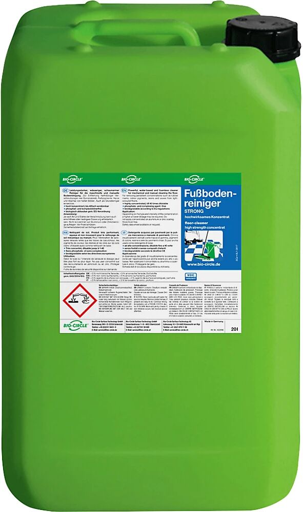 Bio-Circle Fußbodenreiniger STRONG 20 l, pH-Wert 13 manuell und maschinell anwendbar