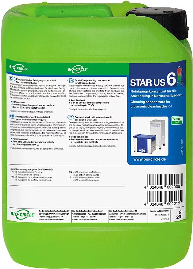 Bio-Circle Ultraschallreiniger STAR US 6 kennzeichnungsfrei Inhalt 5 l