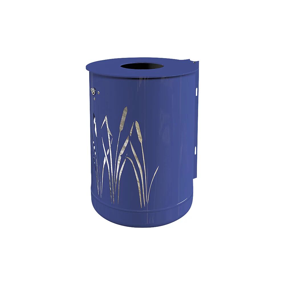 Außen-Abfallbehälter 50 l zur Wand- und Pfostenbefestigung kobaltblau