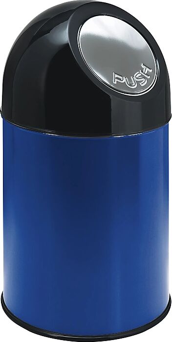 Push-Mülleimer Volumen 30 l, verzinkter Innenbehälter blau, ab 2 Stk