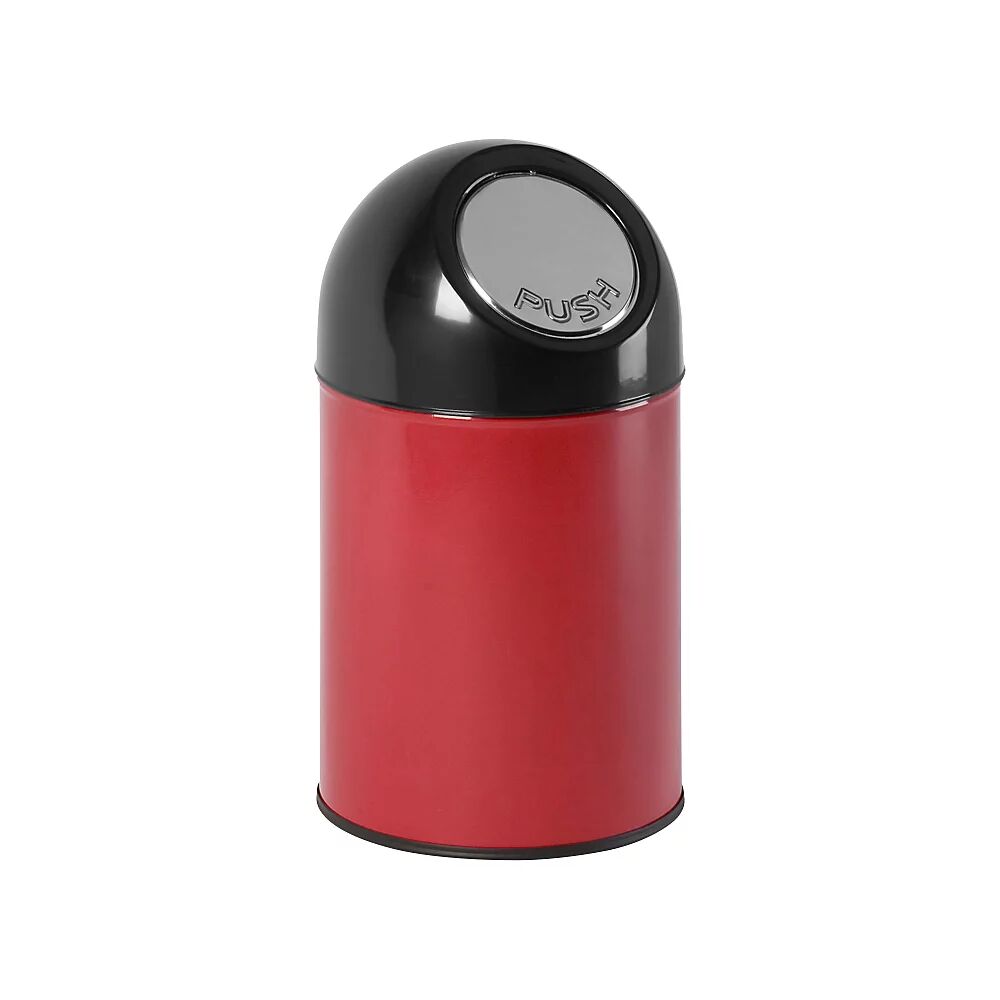 Push-Mülleimer Volumen 30 l, verzinkter Innenbehälter rot, ab 2 Stk