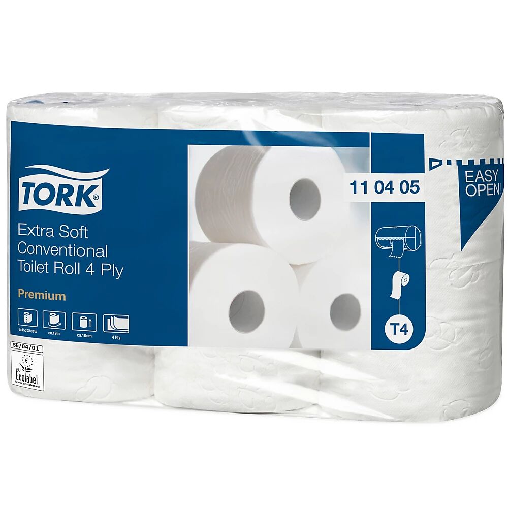 TORK Toilettenpapier, Standard-Haushaltsrolle Tissue, 4-lagig, superhochweiß, VE 42 Rollen à 153 Blatt ab 6 VE