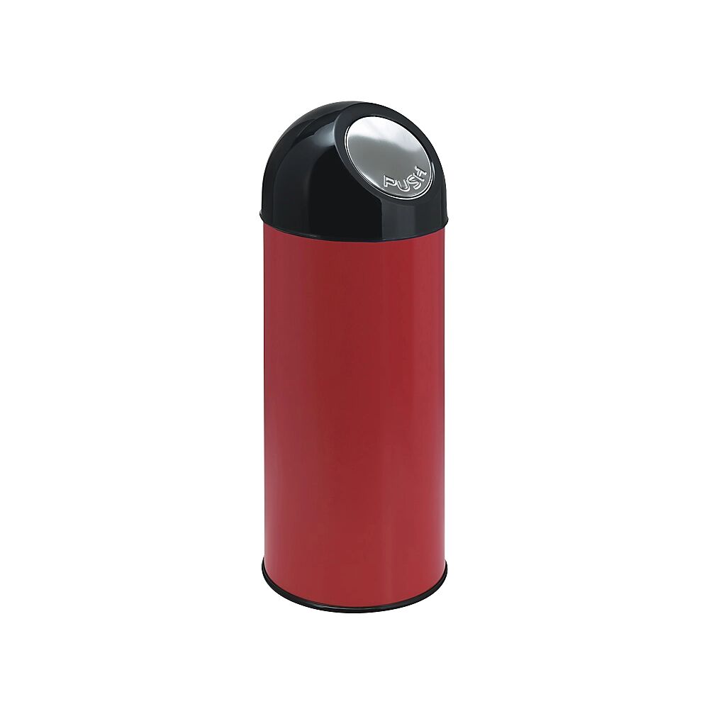 Push-Mülleimer Volumen 55 l, verzinkter Innenbehälter rot