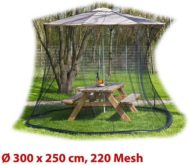 infactory Moskitonetz für Sonnenschirme, 330 x 250 cm, 220 Mesh, schwarz