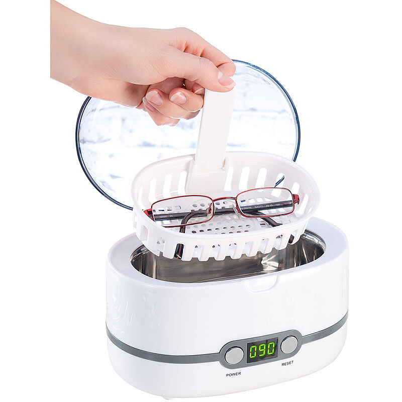 newgen medicals Digital-Ultraschallreiniger, Einlegekorb, für Brillen & Schmuck, 50 W