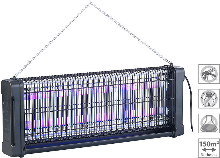 Lunartec UV-Insektenvernichter mit Rundum-Gitter, 2 UV-Röhren, 2.000 V, 40 Watt