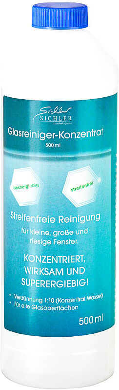 Sichler Haushaltsgeräte Glasreiniger-Konzentrat, 500 ml, für bis zu 5,5 Liter Reiniger