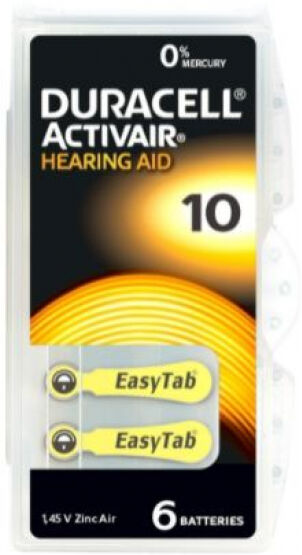 Duracell Zinc Air Hearing Aid 10 / 1.45v Batterie - 6er