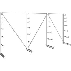 META Kragarmregal, einseitig, Langgutregal, 150 kg, 2000 x 4050 x 590 mm