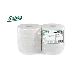 Jumbo Toilettenpapier Sobsy - 2-lagig - Ø 25 cm - recycling - natur - 6 Rollen