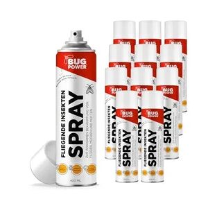 BugPower Spray gegen fliegende Insekten 400 ml - breites Wirkungsspektrum - schnelle Wirkung & mit Knock-Down-Effekt: 12 x 400 ml