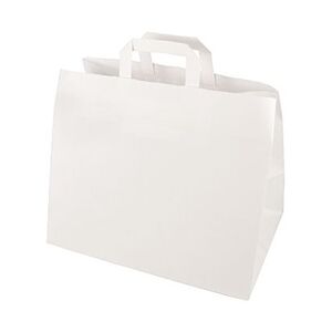 Papstar 50 Tragetaschen, Papier 27 cm x 32 cm x 21,5 cm weiss mit Tragegriff