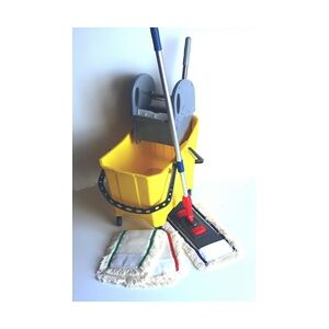 CleanSV© Wischset Bay gelb 50 cm - Reinigungswagen mit Presse, ein Mopset 50 cm : bestehend aus 3 x 50 cm Baumwollmops, 50 cm Mophalter und Profi
