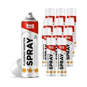 BugPower Spray gegen fliegende Insekten 400 ml - breites Wirkungsspektrum - schnelle Wirkung & mit Knock-Down-Effekt: 12 x 400 ml