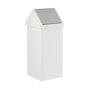 PROREGAL Eckiger Aluminium Abfallbehälter Haiti mit Swingdeckel   110 Liter, HxBxT 100x36x36cm   Weiß