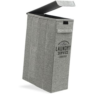 Dunedesign 50L Laundry Basket with Lid - 20x40x60 Washing Basket - Slim Laundry Box Hamper - grau