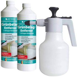 HOTREGA Grünbelag Entferner Super Konzentrat 2L SET + Druckspritze 1,5L - Grünbelagentferner