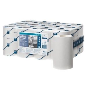 Essity Professional Hygiene Germany GmbH Tork Papierwischtücher Reflex, 1-lagig, weiß, Mehrzwecktücher für gewerbliche Zwecke, Einhändige Entnahme möglich, 1 Karton = 12 Rollen, weiß, 1-lagig, Länge: 120 m