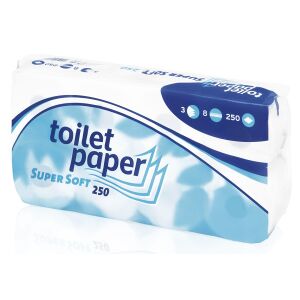 WEPA Professional GmbH Toilettenpapier Super Soft, 3-lagig, hochweiß, Extraweiches Klopapier mit Blüten-Prägung, 1 Paket = 9 x 8 Rollen mit je 250 Blatt, Blattmaße: 9,5 x 11 cm