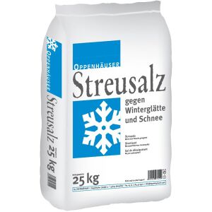 Streusalz, 0-5 mm Körnung, 25 kg, Auftaugranulat mit langanhaltender Wirkung bei Glätte, ½ Palette = 25 Säcke à 25 kg