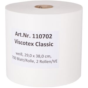 Viscotex Classic Wischtücher, Rolle, 29,0 x 38,0 cm, 1-lagig, weiß, fusselarm und kratzfrei, 1 Paket = 2 Rollen mit je 700 Tüchern = 1400 Tücher