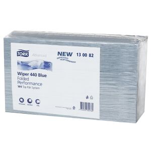 Essity Professional Hygiene Germany GmbH Tork Advanced Wischtuch 440, blau, Einzeltücher, W4, 3-lagige TAD-Qualität, 38,5 x 32,5 cm, 1 Packung = 5 Beutel x 100 Tücher = 500 Tücher