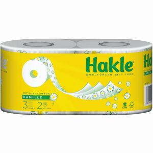 Hakle GmbH Hakle® Kamille, Toilettenpapier, Natürliche Pflege mit angenehmem Kamilleduft und Aloe-Vera-Extrakten, 1 Packung = 2 Rollen zu je 150 Blatt