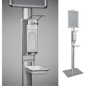 TEMCA GmbH & Co. KG. TEMDEX® Mobile Desinfektionssäule, Desinfektionssäule für den mobilen Einsatz, Kapazität: 1000 ml, silber, Aluminium eloxiert