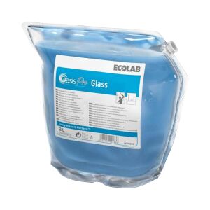 Ecolab GmbH & Co. OHG ECOLAB Oasis Pro Glass Oberflächenreiniger, Schnelltrocknender Glasreiniger für streifenfreie Reinigungsergebnisse, 1 Karton = 2 Beutel à 2 Liter