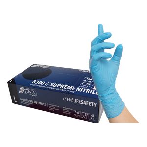 MCD Medical Care Dental GmbH NITRAS SUPREME NITRILE Nitril Einmalhandschuhe, blau, Unsteril, Rollrand, puderfrei, beidseitig tragbar, 1 Packung = 100 Stück, Größe XL