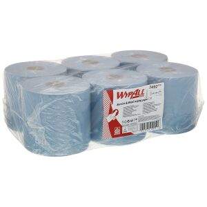 Kimberly Clark Professional WypAll® L10 Papierputztücher, 1-lagig, Blaue Wischtücher für Service und Einzelhandel, 1 Karton = 6 Rollen à 400 Tücher = 2400 Tücher