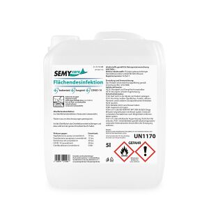 SemyCare Flächendesinfektion, Gebrauchsfertiges, alkoholisches Desinfektionsmittel, 1 Kanister = 5 Liter