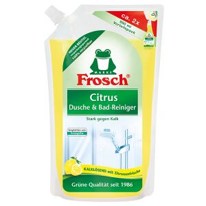 Rex Frosch Citrus Dusche & Badreiniger, Starker Reiniger gegen Kalk mit der Kraft der Zitrone, 0,95 Liter - Nachfüllbeutel