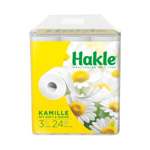 Hakle GmbH Hakle® Kamille, Toilettenpapier, Natürliche Pflege mit angenehmem Kamilleduft und Aloe-Vera-Extrakten, 1 Packung = 24 Rollen zu 150 Blatt