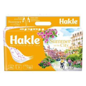 Hakle GmbH Hakle® Toilettenpapier Sommer Design, 3-lagig, Weiches Klopapier mit sommerlichen Design, 1 Packung = 16 Rollen à 150 Blatt