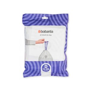 Brabantia International B.V. Brabantia (D) Müllbeutel PerfectFit, 15-20 Liter, Reißfeste Abfallbeutel mit praktischem Zugband zum sicheren Verschließen, 1 Packung = 40 Stück